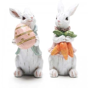 A set of Easter bunnies decoration spring home decor bunny figurines