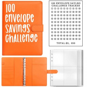 100 Envelope Savings Challenge Binders, 1 Piece Budget Binder, Money Saving Challenge Book, Savings Challenge Notebook, Money Organizer, Budget Planner Book for Budgeting